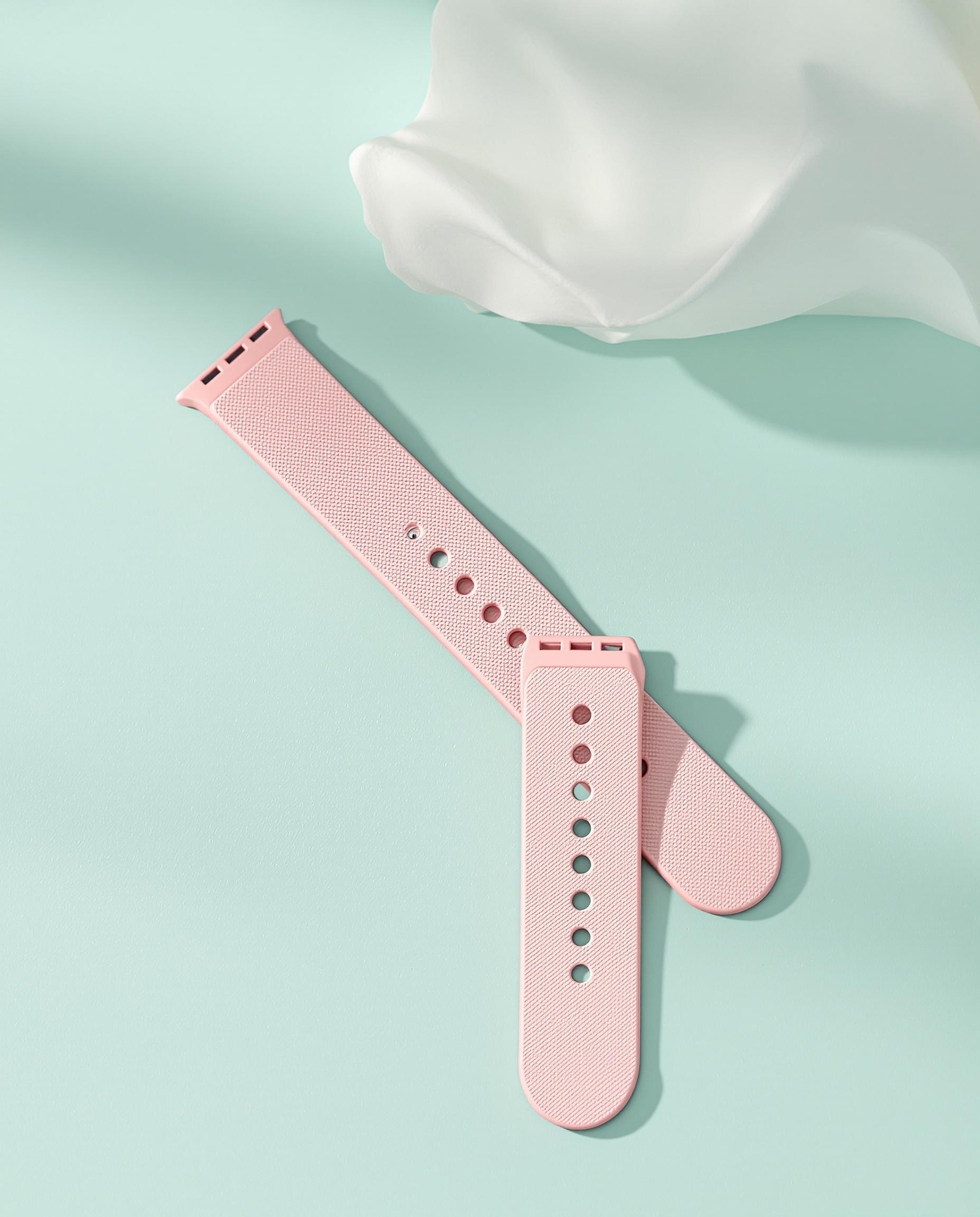 Bracelet de montre connectée en TPU recyclé rose quartz avec attaches 22 mm
