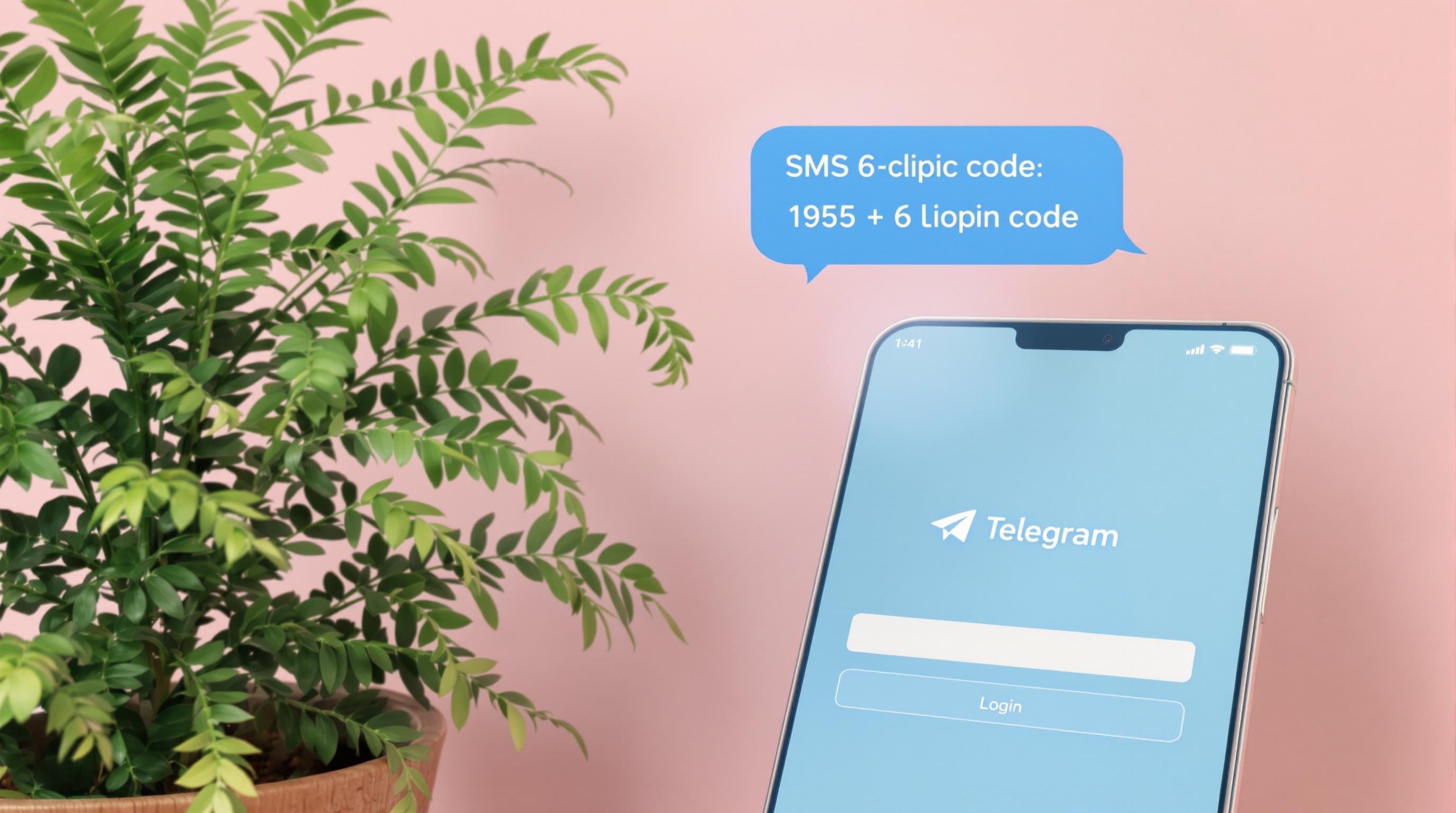 Connexion Telegram avec SMS et fougère domestique pastel