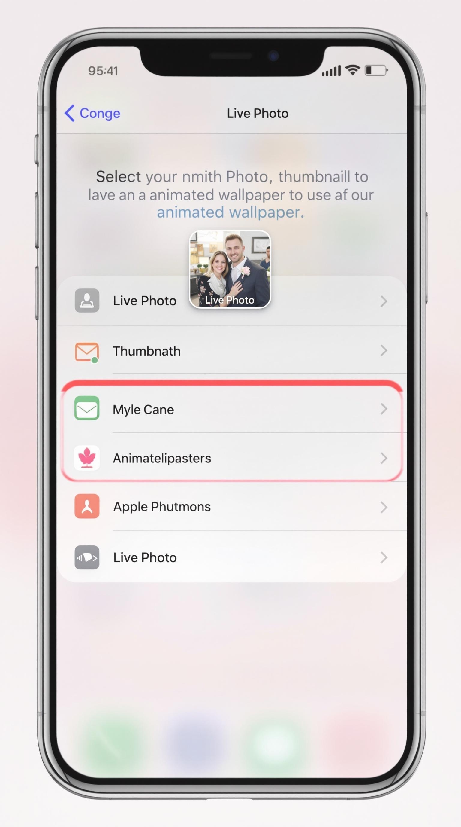 Sélection live photo fond écran animé iOS