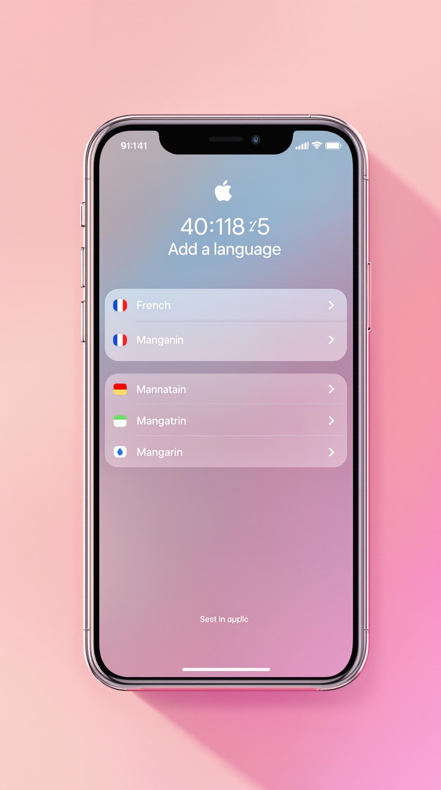 Menu Ajouter une langue sur iPhone