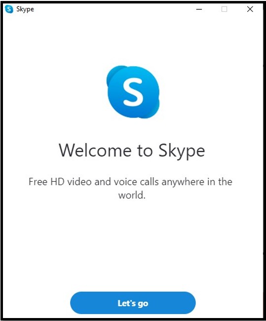 Capture d’écran du site Skype avec le bouton de téléchargement bleu centré symétriquement.