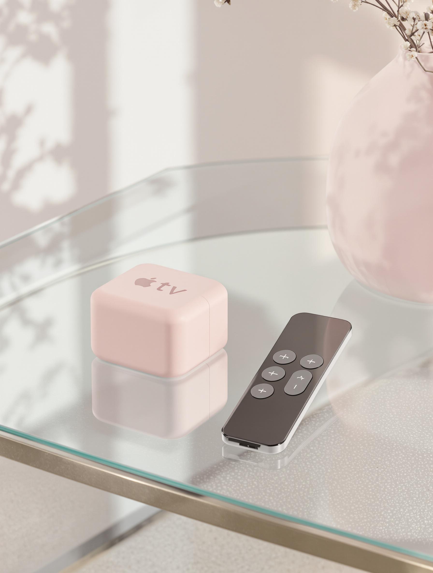 Chargeur carré rose pâle pour Apple TV