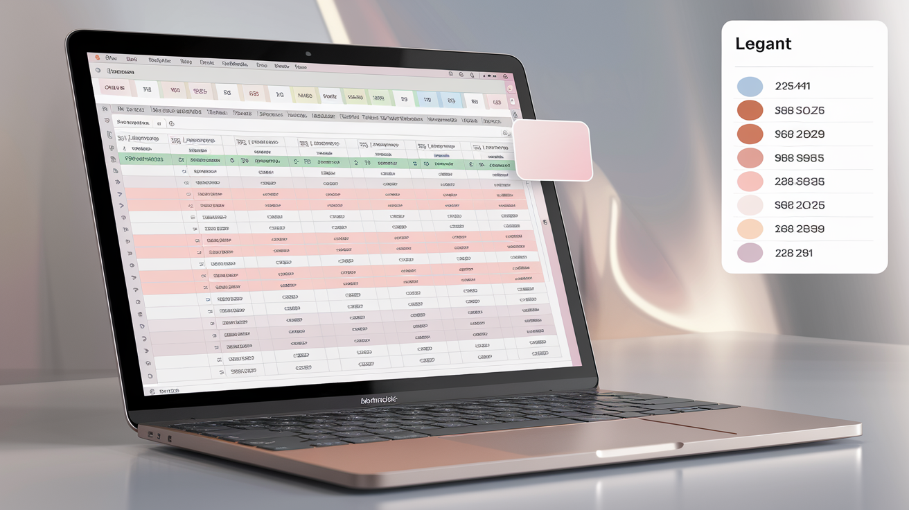 Organisation Excel avec onglets rose quartz pour Apple