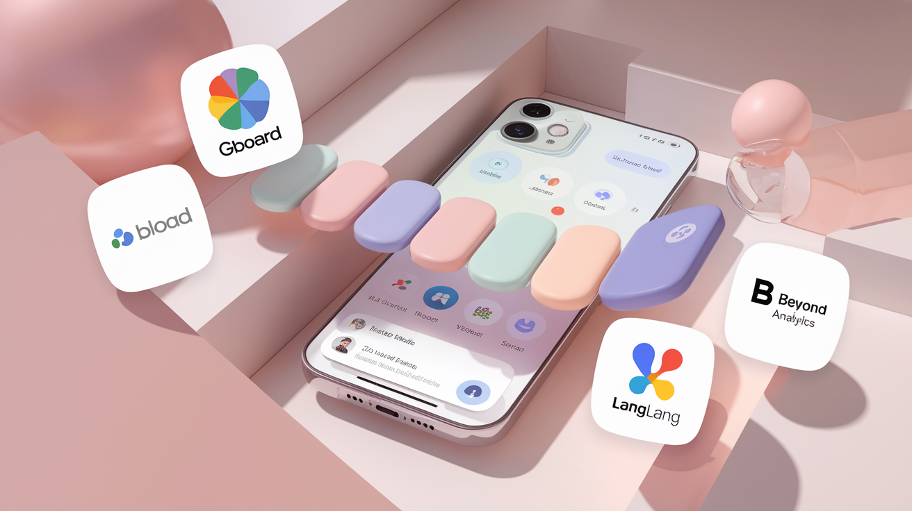 Comparatif apps traduction WhatsApp ergonomie moderne boutons flottants pastel