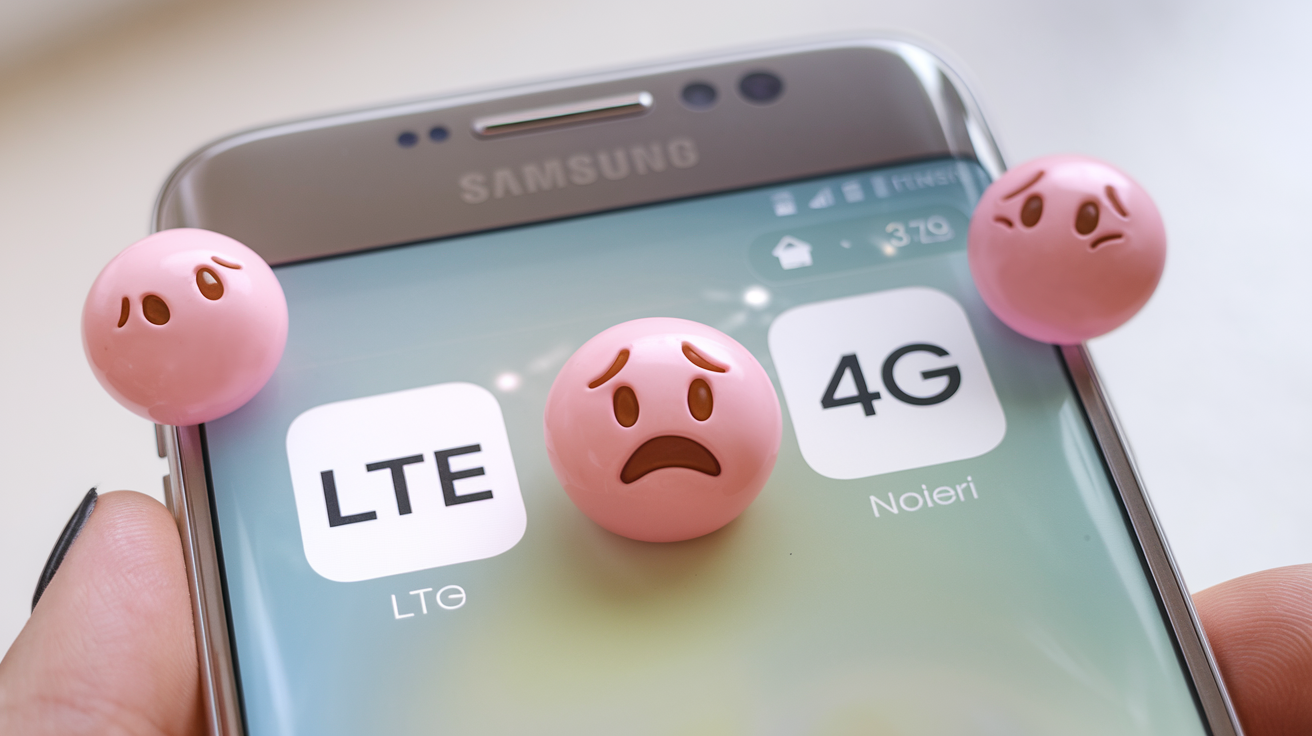 Comparatif humour absence différence entre LTE et 4G sur Samsung