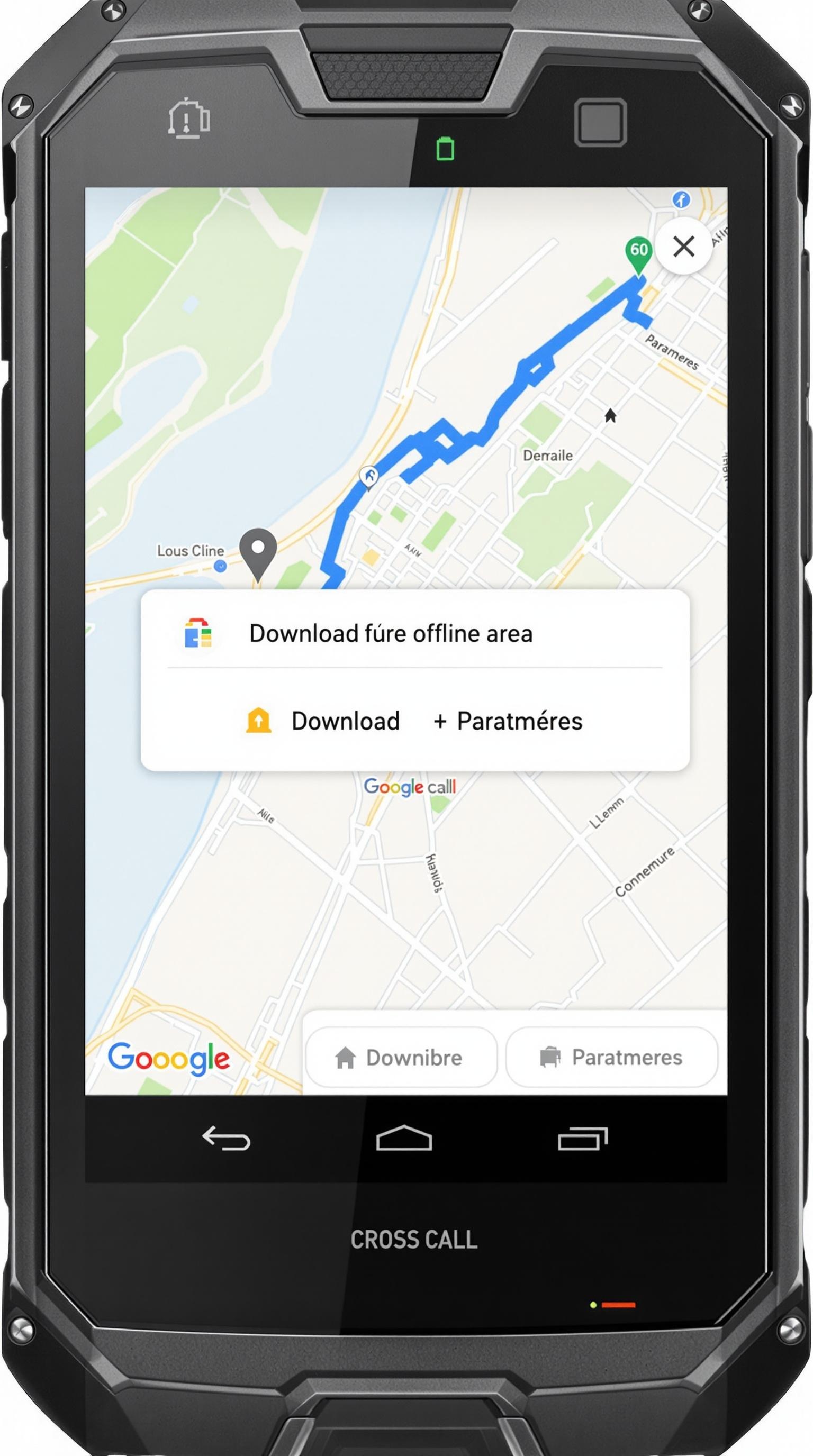 Capture CROSS CALL CORE T4 menu cartes hors ligne Google Maps