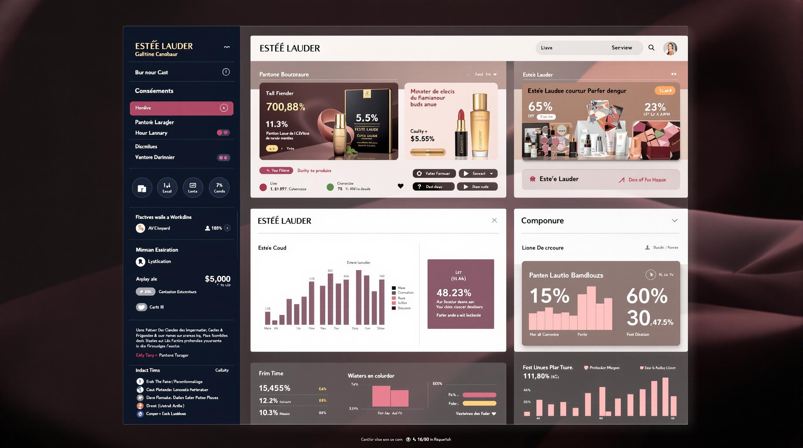 Capture d’écran du tableau de bord marketing Looker pour Estée Lauder