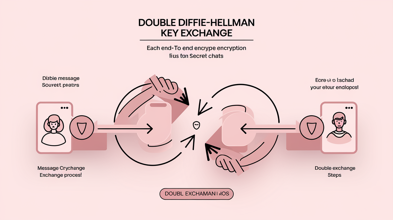 Diagramme rose quartz illustrant le double échange de clés Diffie-Hellman sur Telegram iOS