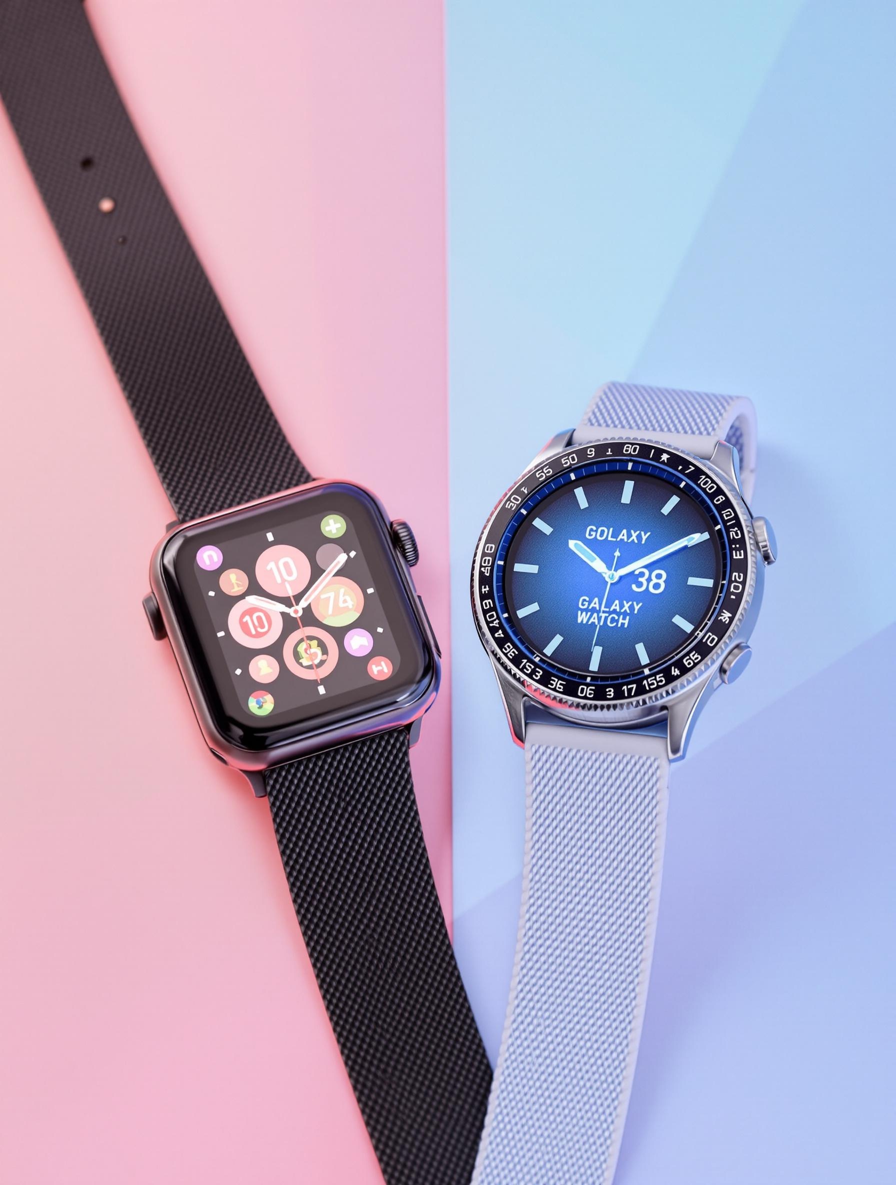 Comparaison entre Apple Watch et Samsung Galaxy Watch avec écrans microLED