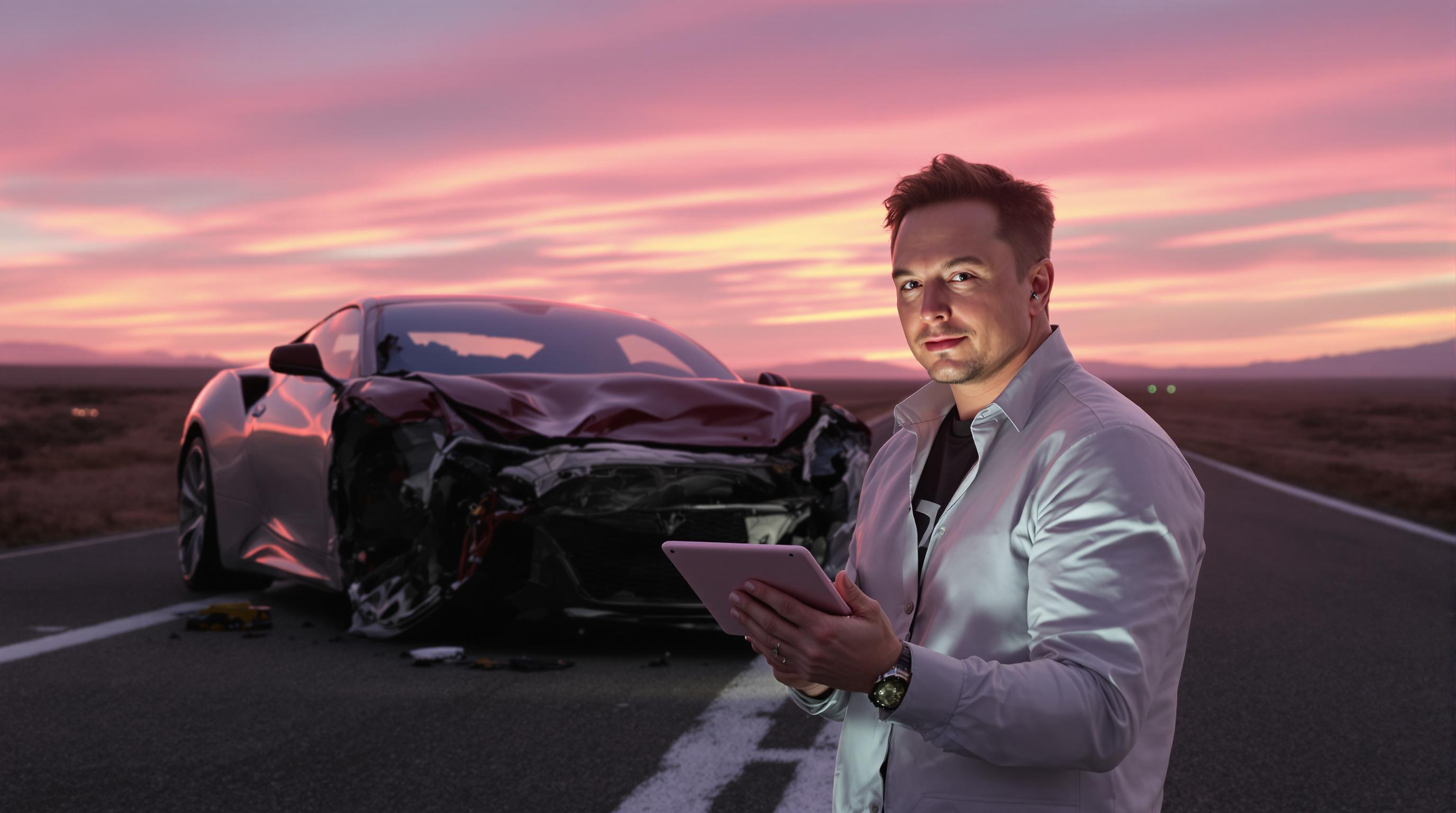 Elon Musk tablette rose crash Ferrari Boca Chica