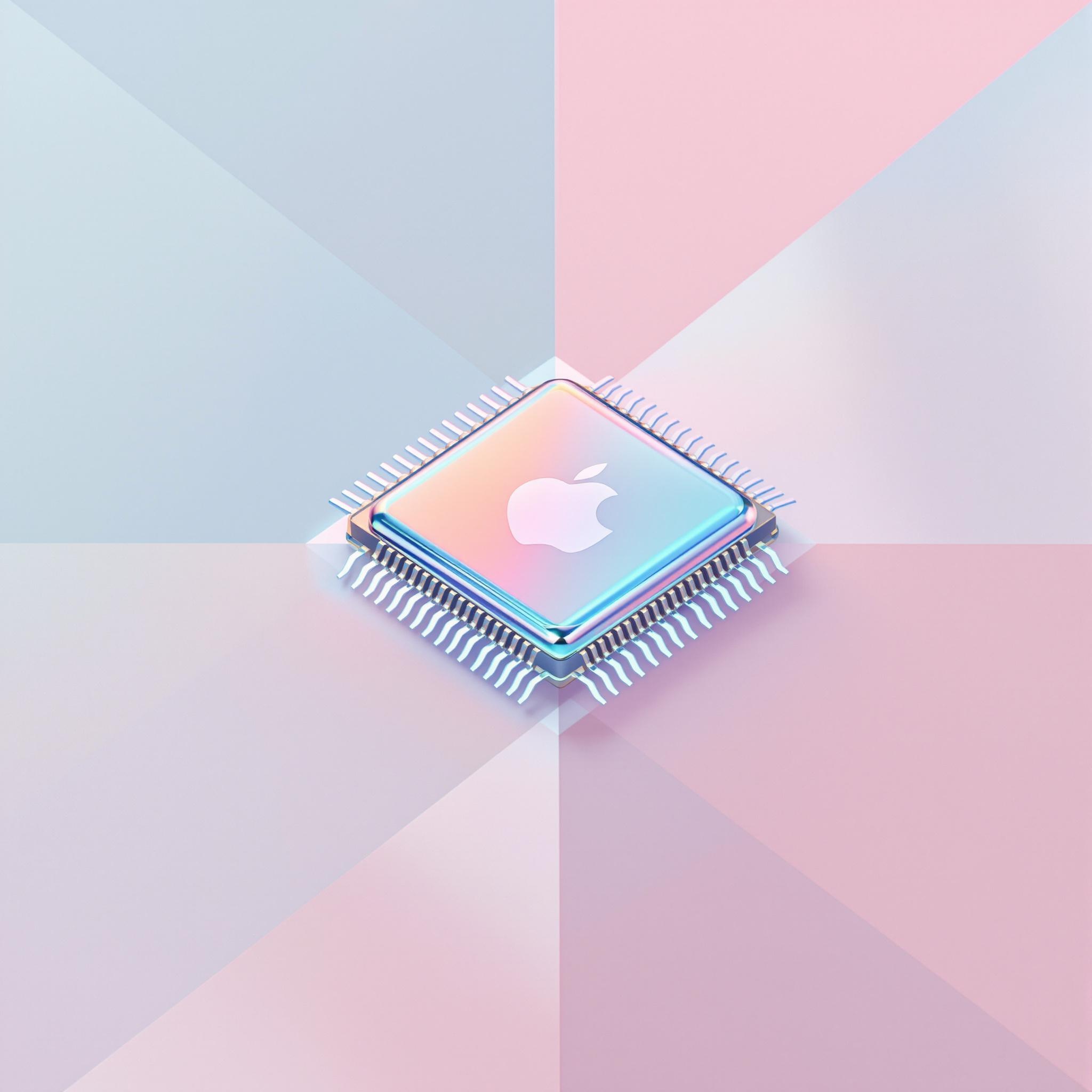 Illustration de la puce Apple A18 avec un design inspiré de Mondrian