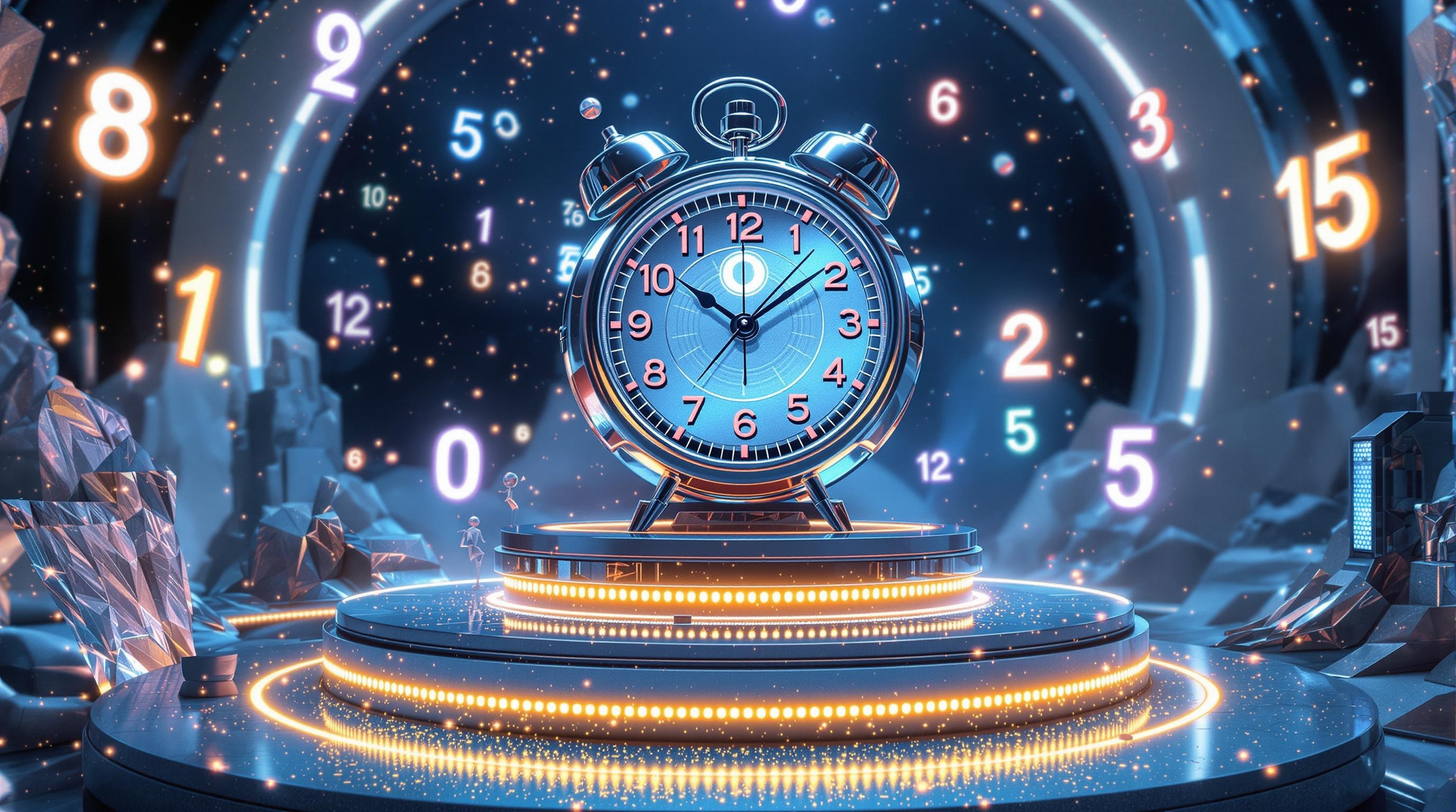 Horloge atomique sur piédestal surréaliste Metropolis