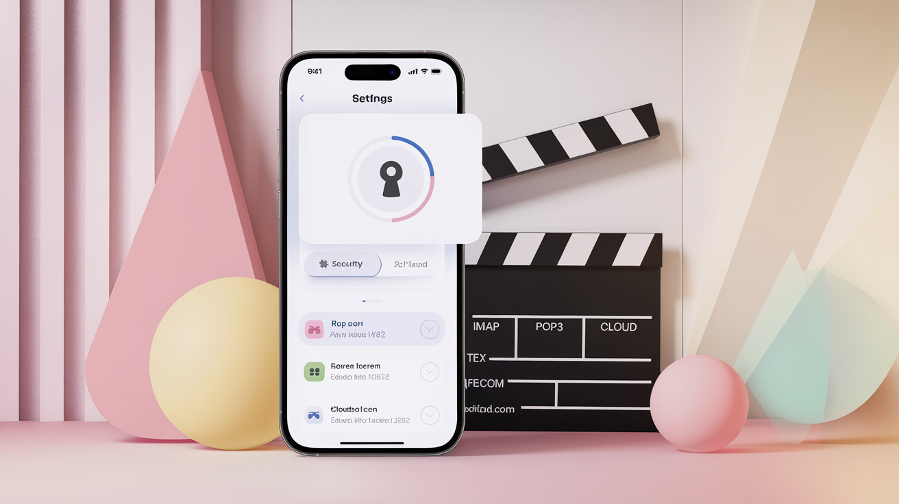 Réglages Mail sécurité iPhone IMAP POP3 iCloud ambiance pastel cinéma