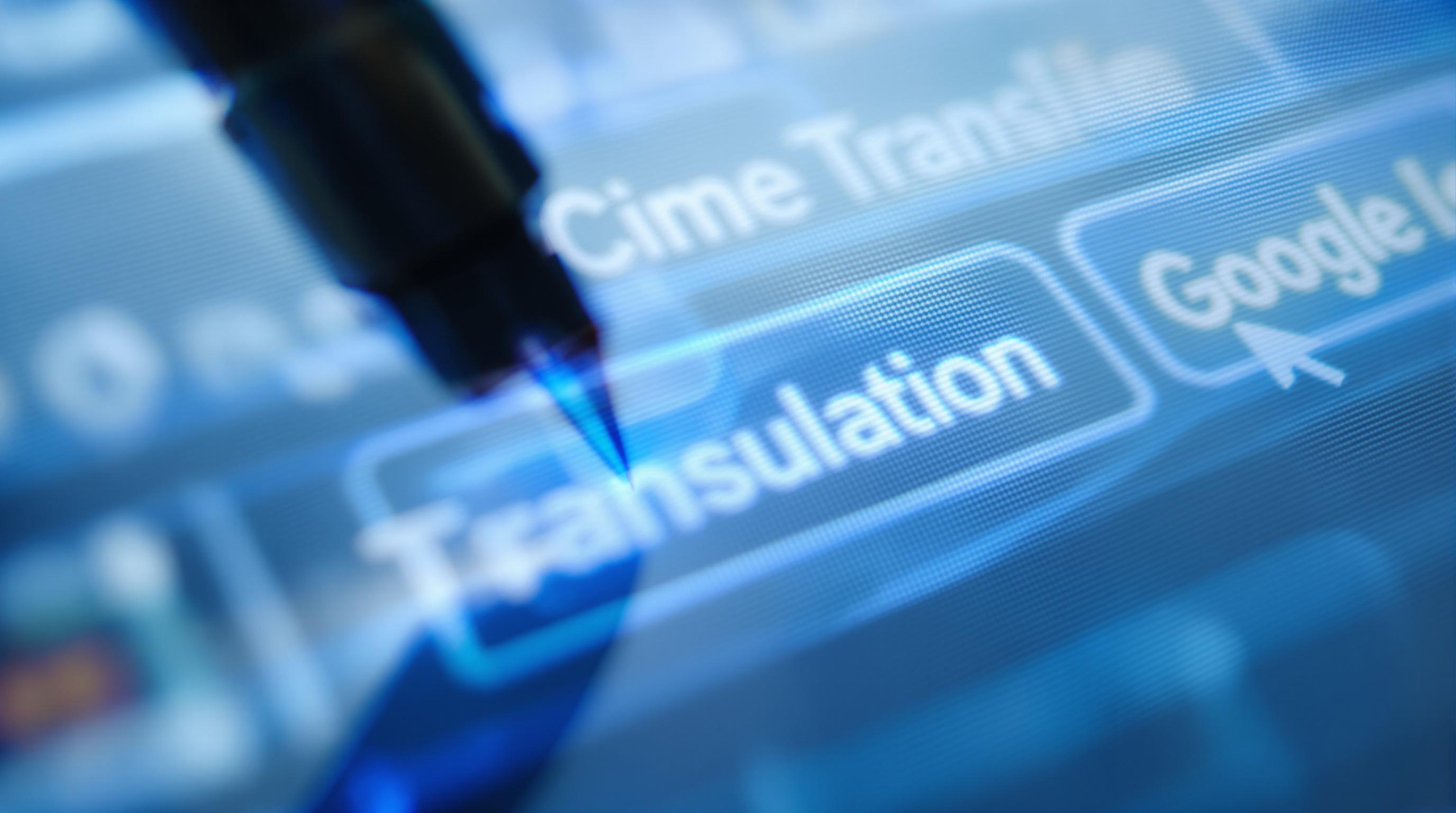 Interface Google Traduction saisie de texte et bouton de traduction