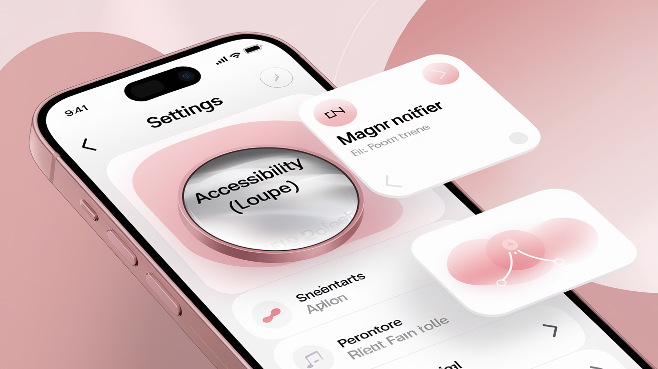 Capture des réglages Accessibilité Loupe sur iPhone