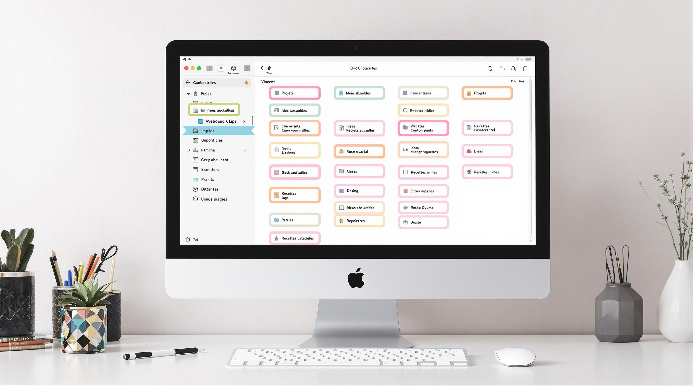 Organisation du presse-papiers Mac par couleur et tag