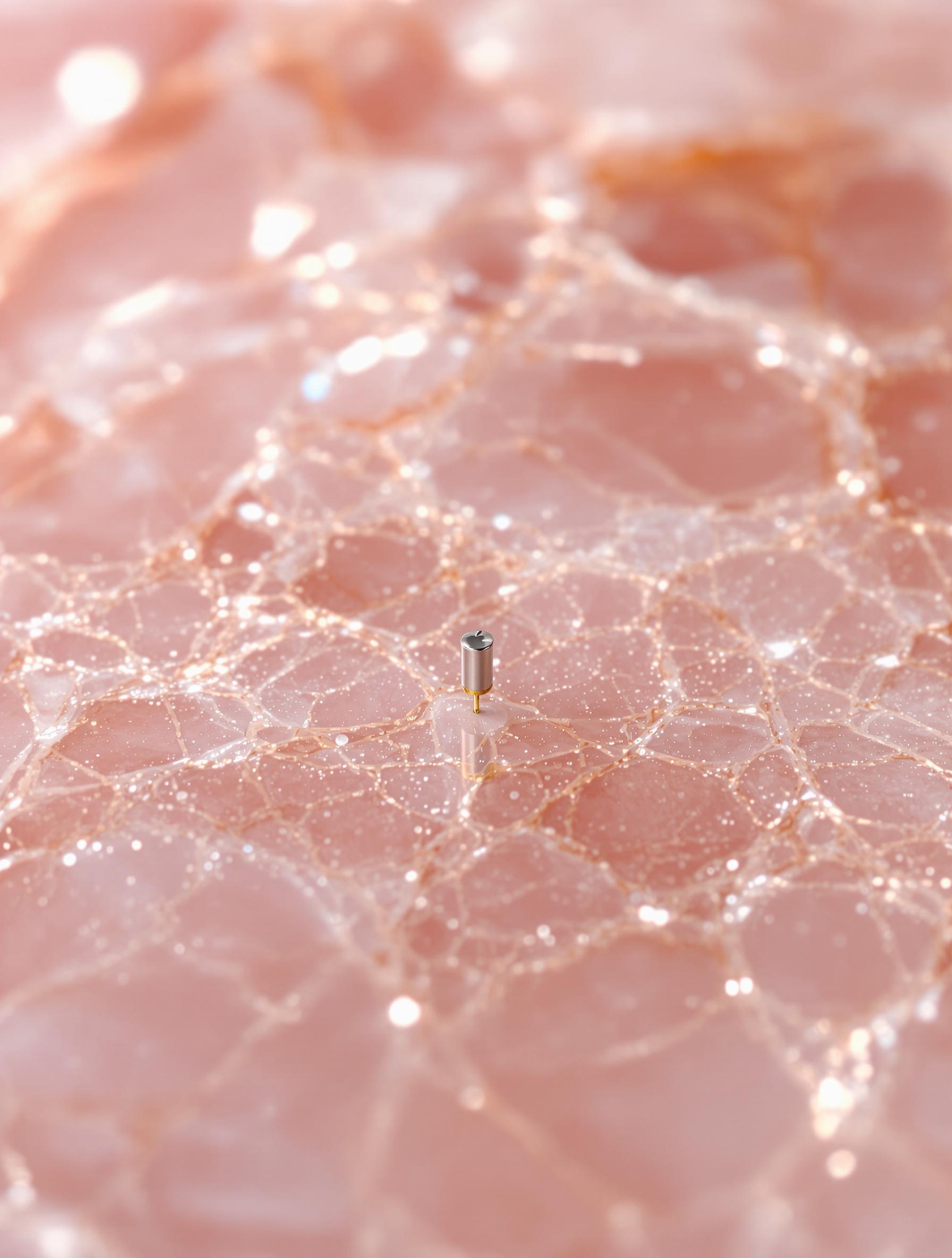 Photo macro antenne UWB2 Apple sur fond rose quartz