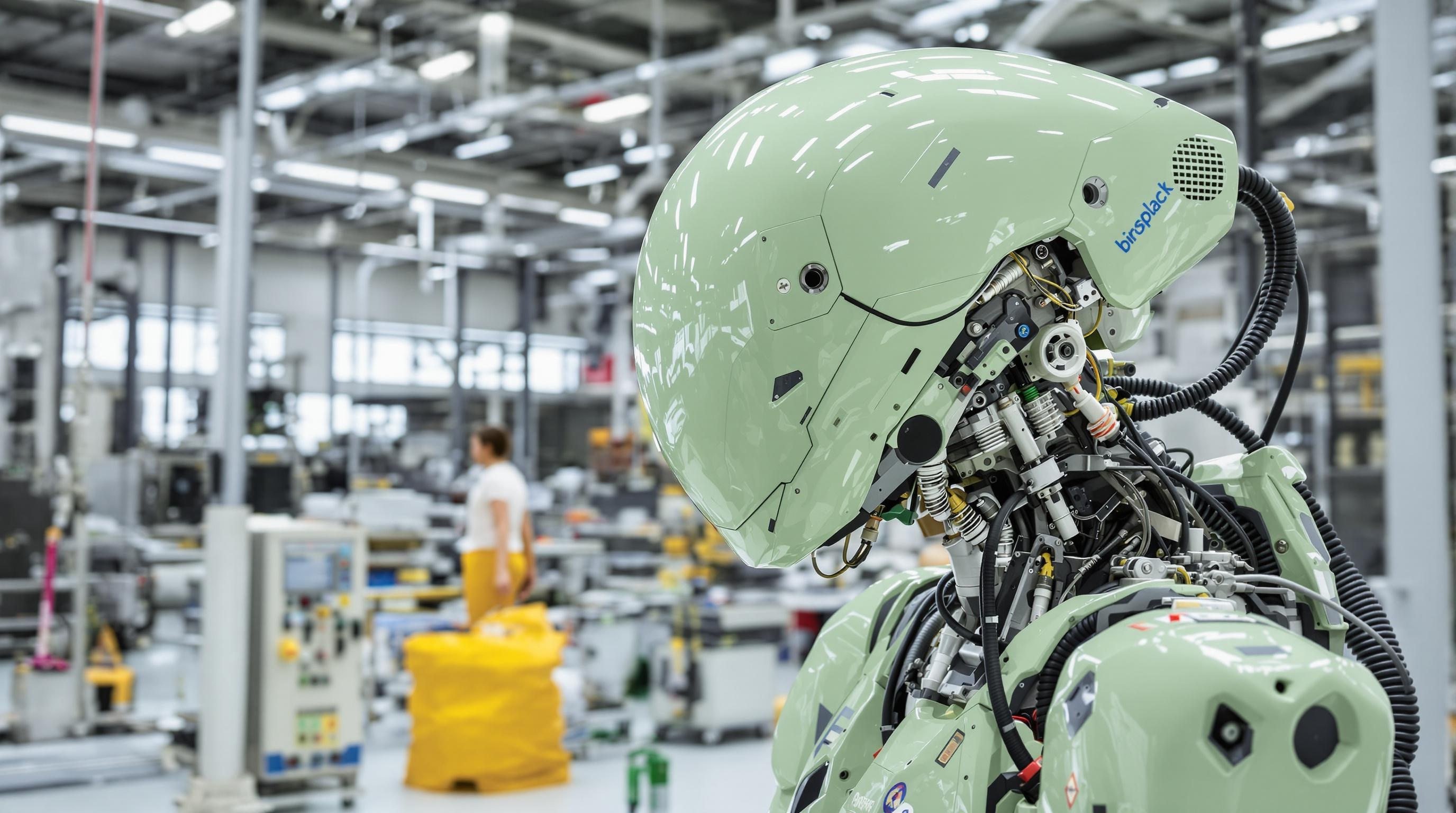 Robot industriel avec une coque en bioplastique vert pâle