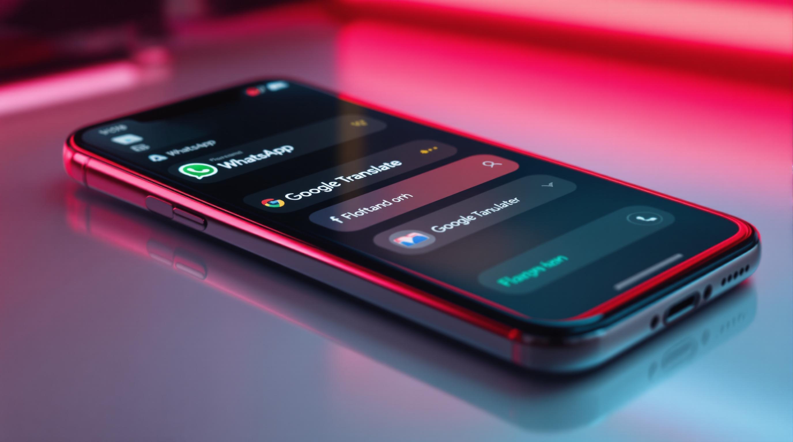 Smartphone WhatsApp Google Translate bouton flottant rose quartz ergonomie rétro moderne