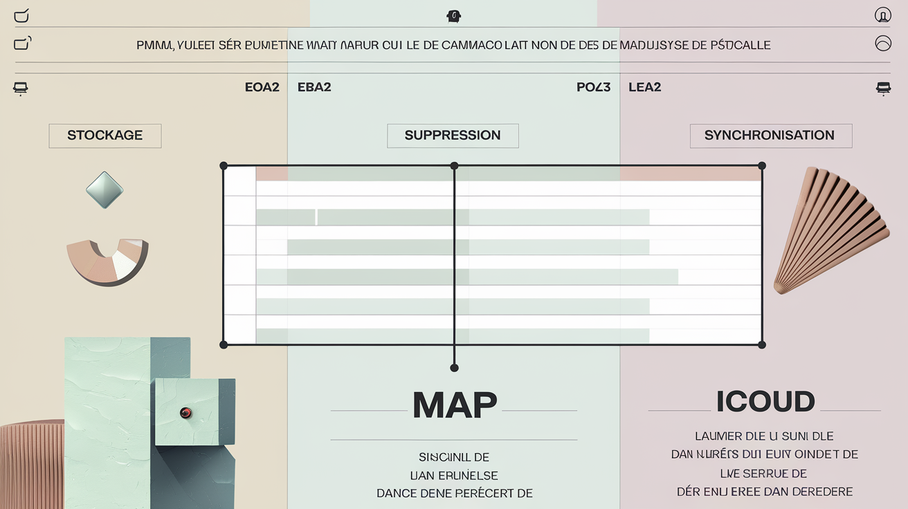 Tableau comparatif IMAP POP3 iCloud pastel minimaliste