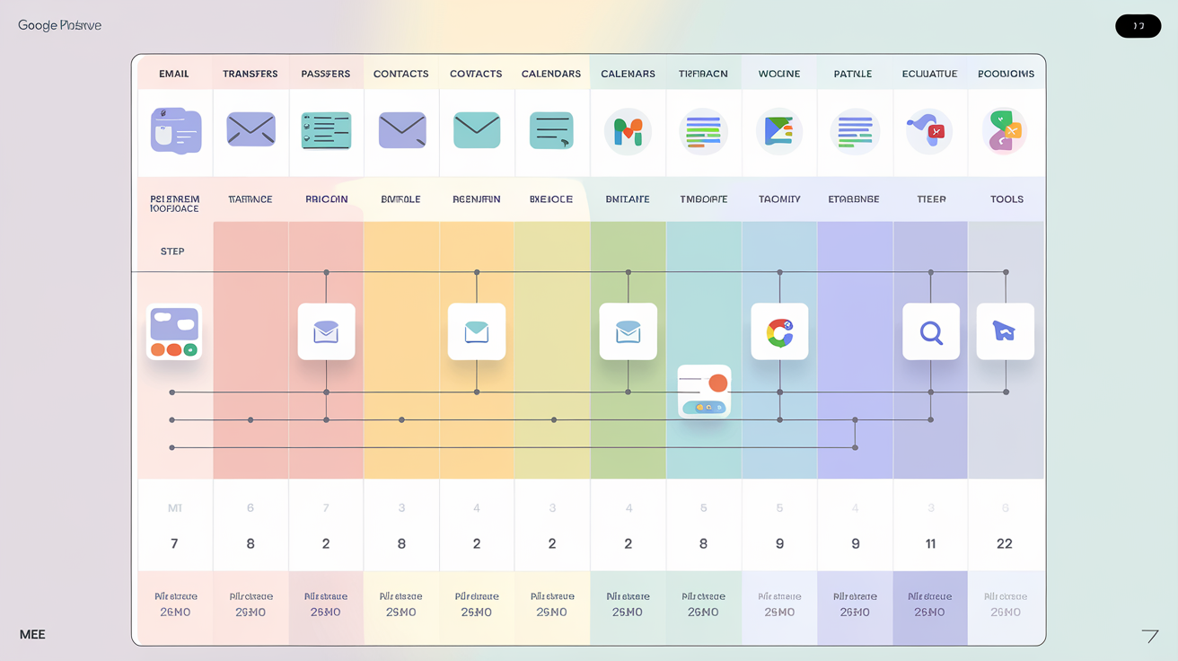 Tableau de migration des données Google Workspace