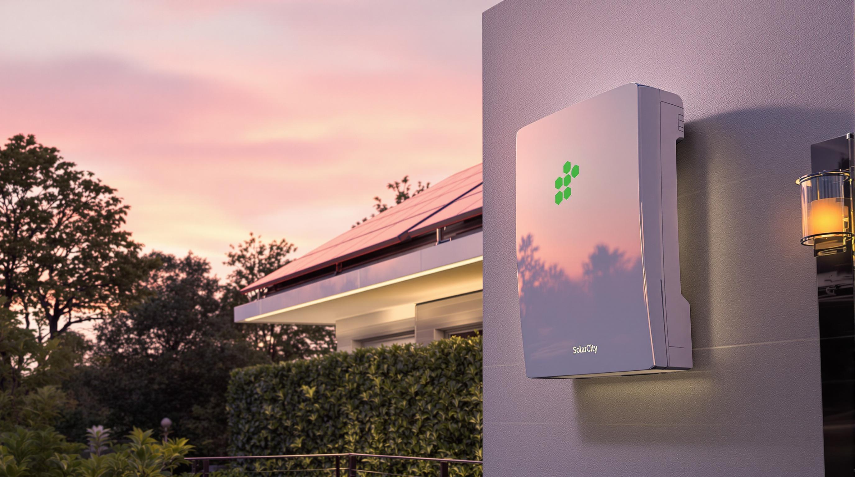 Panneaux solaires SolarCity Powerwall lumière rose quartz lever de soleil